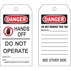 BRADY 86403 Danger Tag 5-3/4 x 3 Inch Hd Polyester - Pack Of 10 | AF3TRV 8CW49