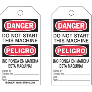 BRADY 86406 Danger Bilingual Tag 5-3/4 x 3 Inch - Pack Of 10 | AF4CAV 8PHV2