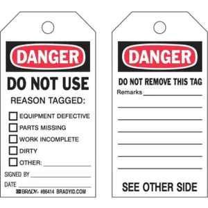 BRADY 86414 Danger Tag 5-3/4 x 3 Inch Hd Polyester - Pack Of 10 | AF4GFY 8VUM9