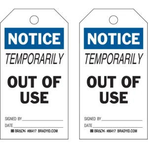 BRADY 86417 Notice Tag 5-3/4 x 3 Inch Hd Polyest - Pack Of 10 | AF4AQX 8NCL3