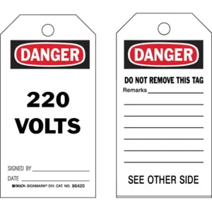 BRADY 86420 Danger Tag 5-3/4 x 3 Inch Hd Polyester - Pack Of 10 | AF4GFZ 8VUN0