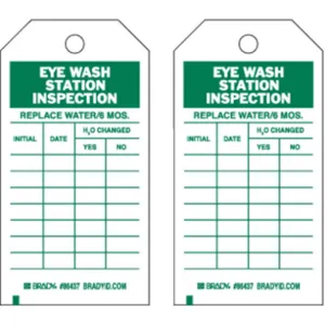 BRADY 86437 Eye Wash Sta Inspection Tag Green/white - Pack Of 10 | AF4RVN 9HUP5