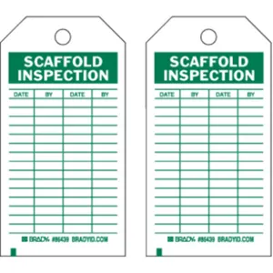 BRADY 86439 Scaffold Inspection Tag Green/white Metal - Pack Of 10 | AF4CYL 8RJ77