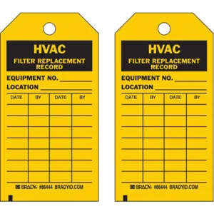 BRADY 86558 Hvac Flutes Replacement Received Tag Black/yellow - Pack Of 10 | AF4FKX 8UU49