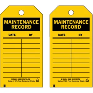 BRADY 86445 Maintenance Received Tag 5-3/4 x 3 Inch Black/yellow - Pack Of 10 | AF4CZR 8RJT0