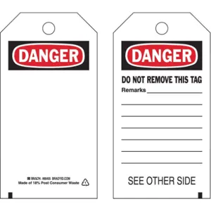 BRADY 86455 Danger Tag 5-3/4 x 3 Inch 3/8 Inch - Pack Of 10 | AF3RTP 8CM79