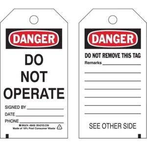 BRADY 86458 Danger Tag 5-3/4 x 3 Inch 3/8 Inch - Pack Of 10 | AF4CZW 8RJU7