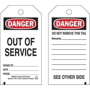 BRADY 86459 Danger Tag 5-3/4 x 3 Inch Out Of Service - Pack Of 10 | AF4CZX 8RJU8