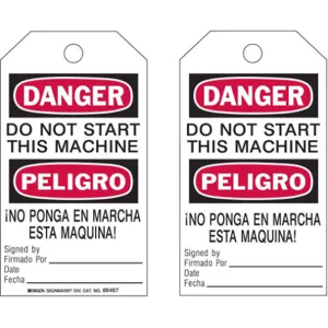 BRADY 86467 Danger Bilingual Tag 7 x 4 Inch - Pack Of 10 | AF4LGE 9AC26