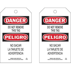 BRADY 86581 Danger Bilingual Tag 7 x 4 Inch - Pack Of 10 | AF4HNP 8XCF0