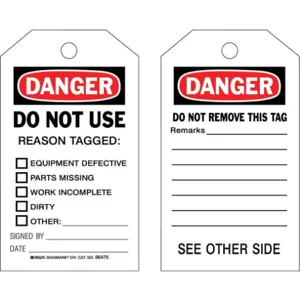 BRADY 86475 Danger Tag 7 x 4 Inch Black And Red/white - Pack Of 10 | AF3RVP 8CMU4