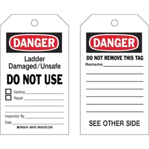 BRADY 86699 Danger Tag 7 x 4 Inch Black And Red/white - Pack Of 100 | AF3RWQ 8CN73