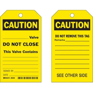 BRADY 86494 Caution Tag 7 x 4 Inch Black/yellow Hd Polyester - Pack Of 10 | AF4ANN 8NAN1