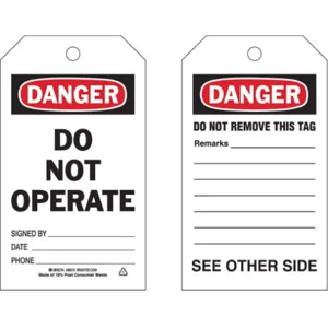 BRADY 86516 Danger Tag 7 x 4 Inch Black And Red/white - Pack Of 10 | AF4JJQ 8YAD2