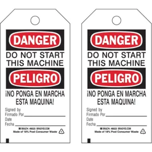 BRADY 86525 Danger Bilingual Tag 5-3/4 x 3 Inch - Pack Of 10 | AF3RVK 8CMR8