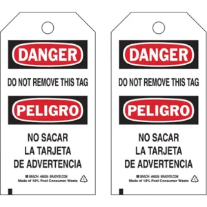 BRADY 86526 Danger Bilingual Tag 5-3/4 x 3 Inch - Pack Of 10 | AF4APN 8NC14