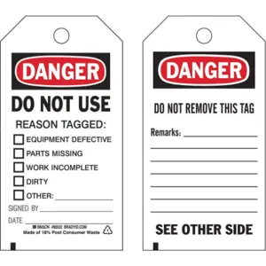 BRADY 86533 Danger Tag 5-3/4 x 3 Inch 3/8 Inch - Pack Of 10 | AF3RRM 8CLU3