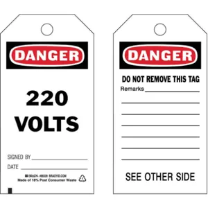 BRADY 86539 Danger Tag 5-3/4 x 3 Inch 220 Volts - Pack Of 10 | AF6CKZ 9WLZ1