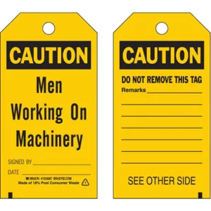 BRADY 86544 Caution Tag 5-3/4 x 3 Inch Black/yellow 3/8 Inch - Pack Of 10 | AF3RTY 8CM92