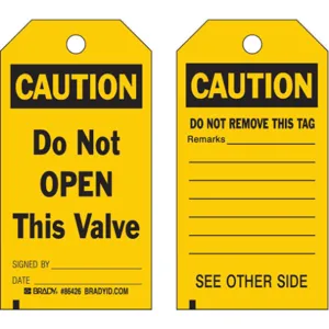 BRADY 86426 Caution Tag 5-3/4 x 3 Inch Black/yellow 3/8 Inch - Pack Of 10 | AF3TRW 8CW51