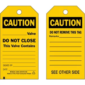 BRADY 86552 Caution Tag 5-3/4 x 3 Inch Black/yellow 3/8 Inch - Pack Of 10 | AF4JJT 8YAD4