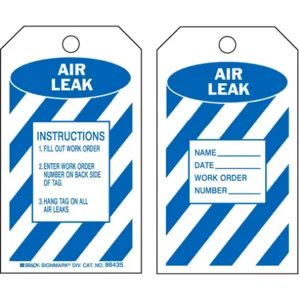 BRADY 86562 Air Leak Tag 5-3/4 x 3 Inch Black/white - Pack Of 10 | AF3TNB 8CV32