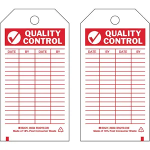 BRADY 86568 Qc Tag 5-3/4 x 3 Inch Red/white Date By - Pack Of 10 | AF4XBD 9NML8