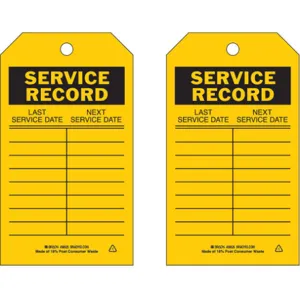 BRADY 86625 Service Received Tag 7 x 4 Inch Black/yellow Metal - Pack Of 10 | AE2TGW 4ZH17