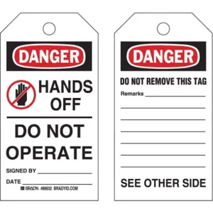 BRADY 86632 Danger Tag 5-3/4 x 3 Inch Cardstock - Pack Of 100 | AF3RWU 8CN79