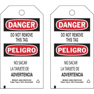 BRADY 86636 Danger Bilingual Tag 5-3/4 x 3 Inch - Pack Of 100 | AF4QXX 9GCN5