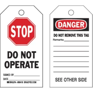 BRADY 86702 Danger Tag 7 x 4 Inch Black And Red/white - Pack Of 100 | AF4WZA 9NLR4