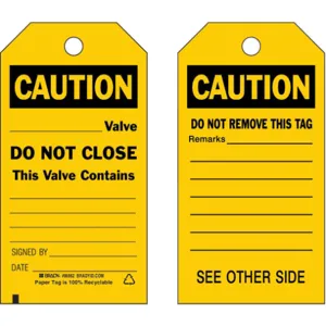 BRADY 86662 Caution Tag 5-3/4 x 3 Inch Black/yellow - Pack Of 100 | AF6CLJ 9WM07