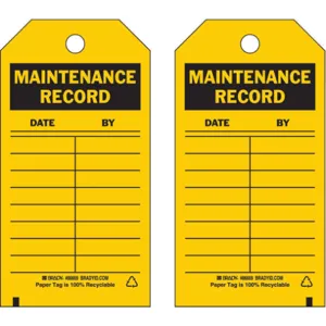 BRADY 86669 Maintenance Received Tag 5-3/4 x 3 Inch Black/yellow - Pack Of 100 | AF4WAE 9MAZ7