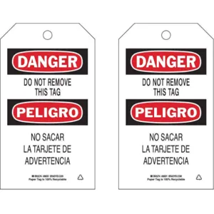 BRADY 86691 Danger Bilingual Tag 7 x 4 Inch - Pack Of 100 | AF6ANL 9UCJ4