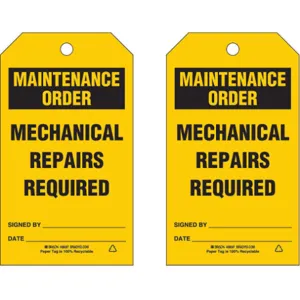 BRADY 86474 Maintenance Order Tag 7 x 4 Inch Black/yellow - Pack Of 10 | AF4WAD 9MAZ4