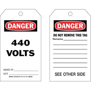 BRADY 86705 Danger Tag 7 x 4 Inch Black And Red/white - Pack Of 100 | AF4ZWK 9TDL7