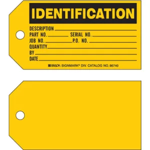 BRADY 86740 Identification Tag 3 x 5-3/4 Inch Black/yellow Metal - Pack Of 100 | AE2TGX 4ZH18