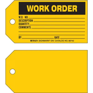 BRADY 86742 Work Order Tag 3 x 5-3/4 Inch Black/yellow - Pack Of 100 | AE2TGY 4ZH19