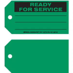 BRADY 86745 Ready For Service Tag 3 x 5-3/4 Inch Metal - Pack Of 100 | AF6CEX 9WJ40