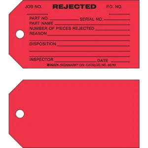 BRADY 86781 Production Status Tag 3 x 5-3/4 Inch Black/r - Pack Of 100 | AF3RPU 8CLC5