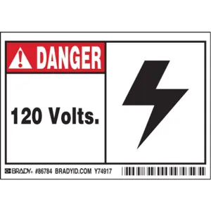 BRADY 86784 Machine/Equipment Label 3-1/2 Inch Height x 5 Inch Width PK5 | AG9KDJ 20RZ59