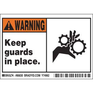 BRADY 86830 Machine/Equipment Label 3-1/2 Inch Height x 5 Inch Width PK5 | AG9KEB 20RZ75