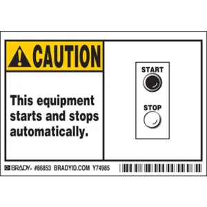 BRADY 86853 Machine/Equipment Label 3-1/2 Inch Height x 5 Inch Width PK5 | AG9KEL 20RZ84