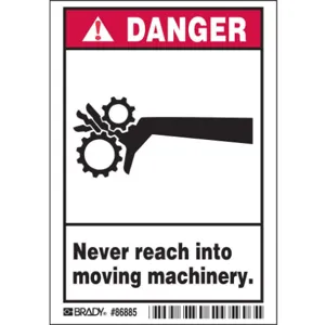 BRADY 86885 Machine/Equipment Label 3-1/2 Inch Height x 5 Inch Width PK5 | AG9KFB 20RZ98