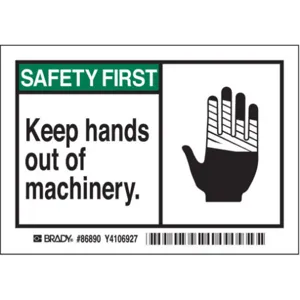 BRADY 86890 Equipment Label 5 Inch Width English - Pack Of 5 | AD2ZVV 3XAW7