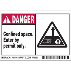 BRADY 86895 Machine/Equipment Label 3-1/2 Inch Height x 5 Inch Width PK5 | AG9KFF 20TA03