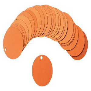 BRADY 87604 Black Tag 1-1/2 x 1-1/2 Inch Orange Aluminium Round - Pack Of 25 | AA7HFR 15Y710