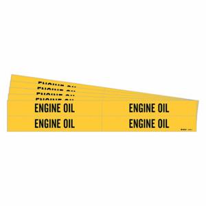 BRADY 8786-4-PK Pipe Marker, Engine Oil, Yellow, Black, Fits 3/4 to 2 3/8 Inch Size Pipe OD | CT9UJQ 781XU2