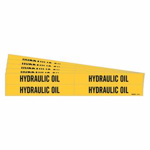 BRADY 8790-4-PK Pipe Marker, Hydraulic Oil, Yellow, Black, Fits 3/4 to 2 3/8 Inch Size Pipe OD | CU2DEN 781XW5