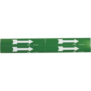 BRADY 93257 Pipe Marker Arrow - Single Green 1 To 2-1/2 In | AD9JJR 4T570